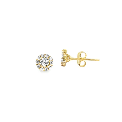 10 Karat Yellow Gold Cubic Zirconia Stud Earrings