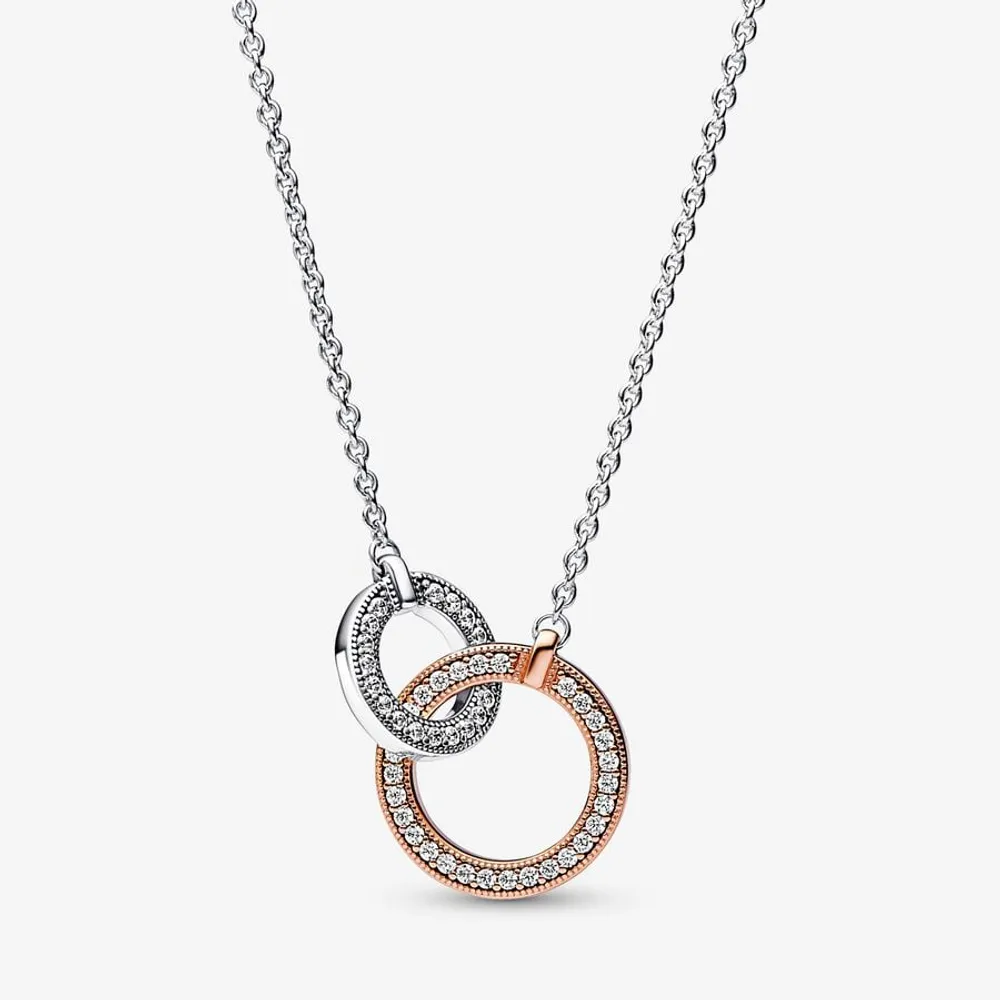 Pandora Signature Two Tone Intertwined Circles Necklace 382778C01-45