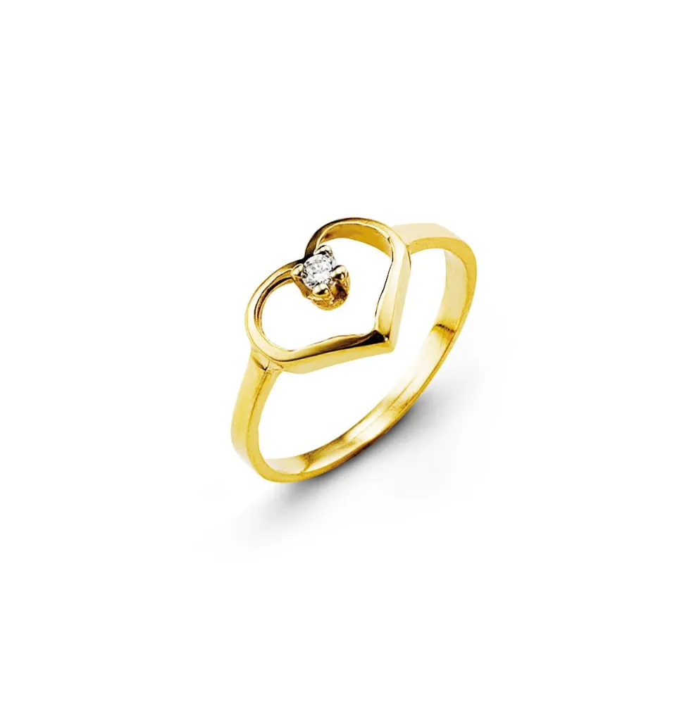 10 Karat Yellow Gold Baby Heart Cubic Ring