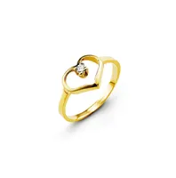 10 Karat Yellow Gold Baby Heart Cubic Ring