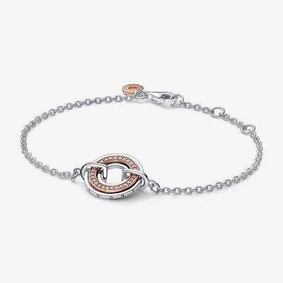 Pandora Signature Two Two-tone Logo & Pavé Chain Bracelet - 582741C01