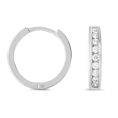 10 Karat White Gold Cubic Huggies