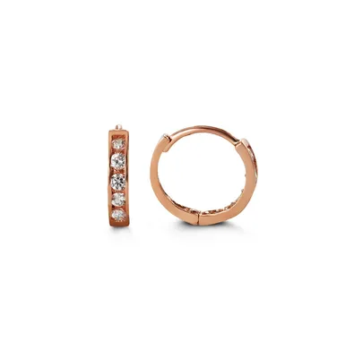 14 Karat Rose Gold Cubic Baby Hoops