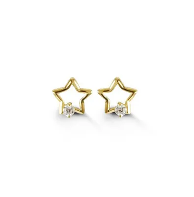 14 Karat Yellow Gold Star Cubic Baby Studs