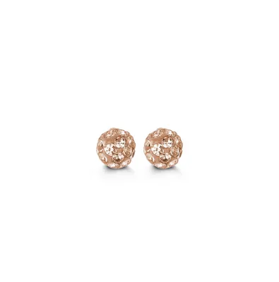 10 Karat Yellow Gold Ball Light Pink Cubic Baby Studs