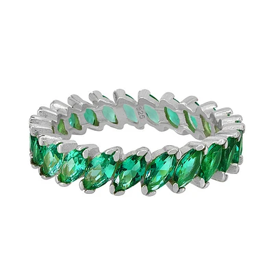 Sterling Silver Green Cubic Zirconia Eternity Ring