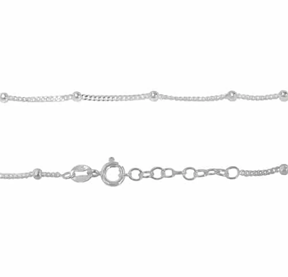 Sterling Silver Beaded Anklet