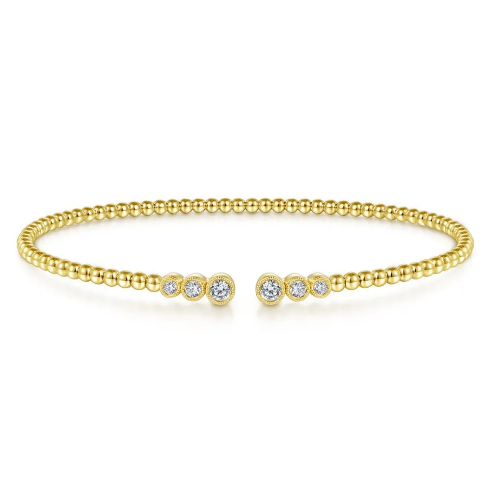 Gabriel & Co. 14 Karat Yellow Gold Diamond Bezel Bujukan Bangle