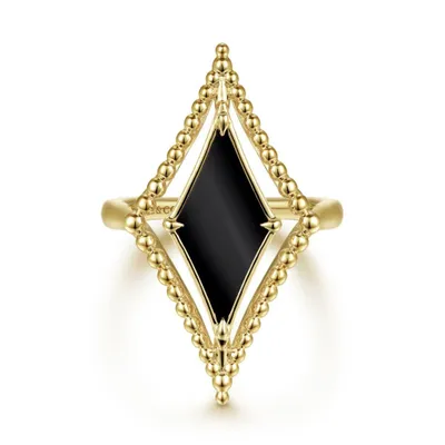 Gabriel & Co. 14 Karat Yellow Gold Onyx Rhombus Bujukan Ring