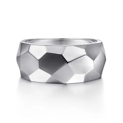 Gabriel & Co. Sterling Silver Wide Faceted Band