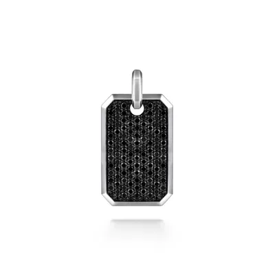 Gabriel & Co. Sterling Silver Black Spinel Dog Tag Pendant