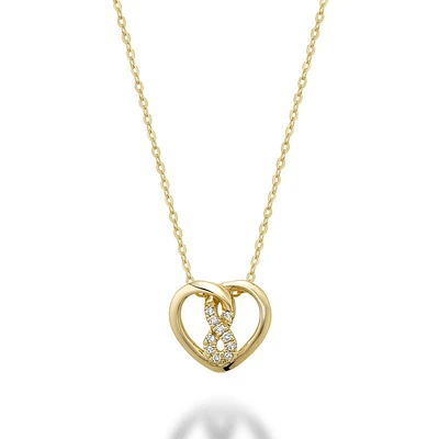 10 Karat Gold Diamond Infinity Heart Necklace