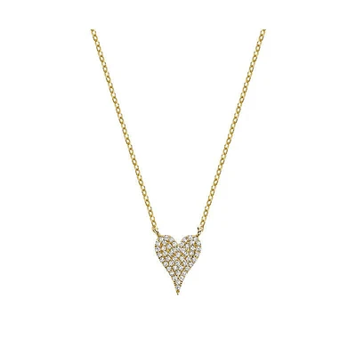 10 Karat Gold Pave Diamond Heart Necklace