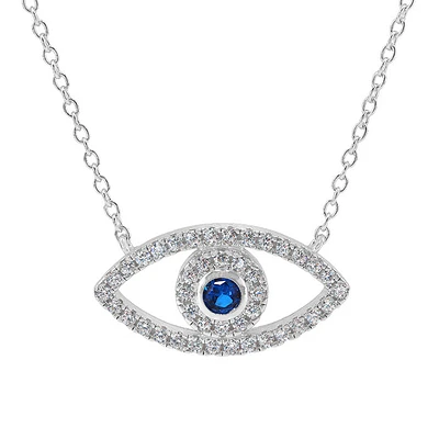 Sterling Silver Cubic Evil Eye Necklace