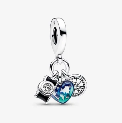 Pandora Camera, Heart & Compass Trip Dangle Charm 792703C01