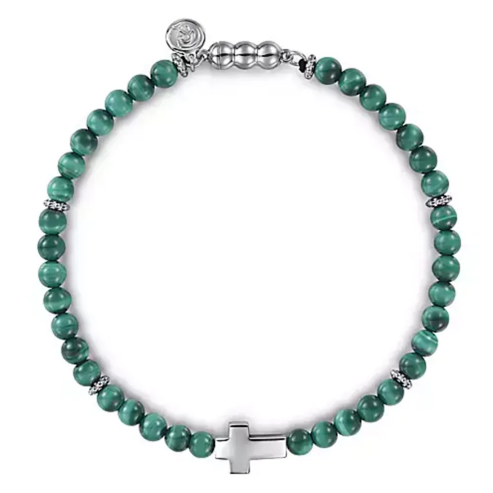 Gabriel & Co. Sterling Silver Malachite Cross Bracelet