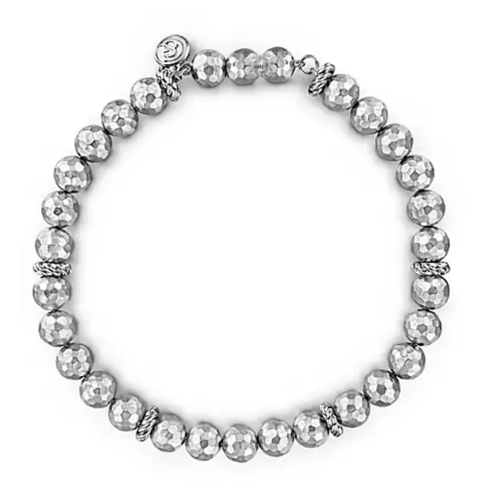 Gabriel & Co. Sterling Silver Faceted Matte Beaded Bracelet