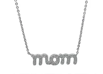 Sterling Silver Cubic Zirconia Mom Necklace