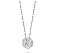 14 Karat White Gold Cluster 1.00 CTW Diamond Flower Necklace