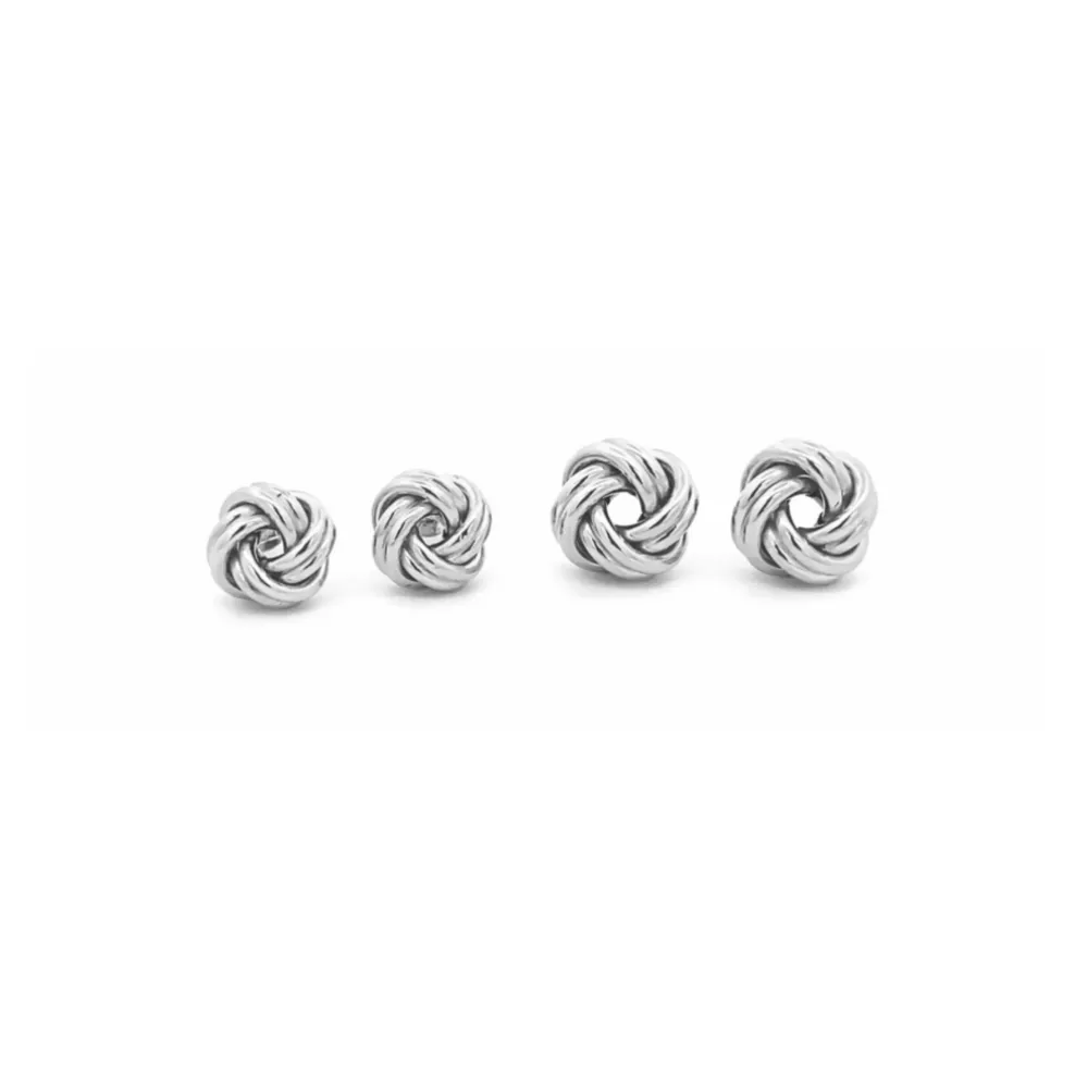 10 Karat White Gold Knot Stud Earrings