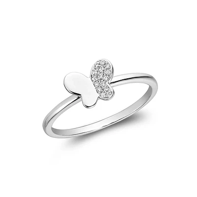 10 Karat White Gold 0.05ct Diamond Butterfly Ring