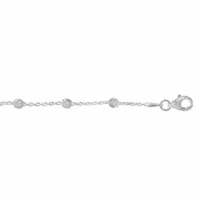 Sterling Silver Diamond Cut Beaded Anklet