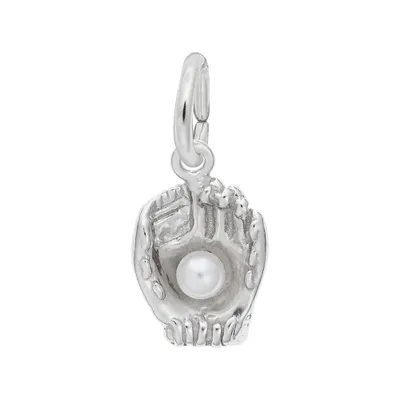 Sterling Silver Baseball Glove with Pearl Charm