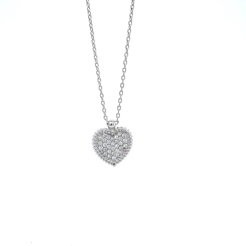 18 Karat White Gold Heart Diamond Necklace