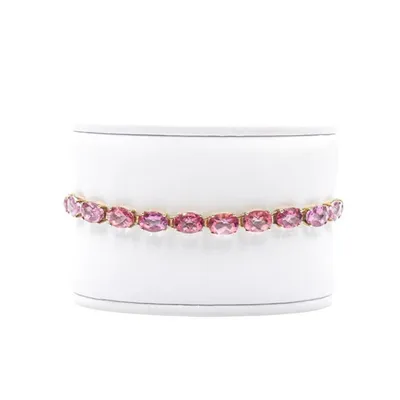 14 Karat Yellow Gold Pink Topaz Bracelet