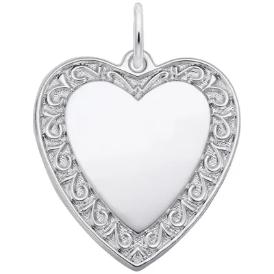 Sterling Silver Scrolled Classic Heart Charm