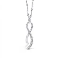 10 Karat White Gold Diamond Ribbon Necklace