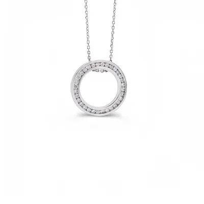 14 Karat White Gold Diamond Circle Necklace