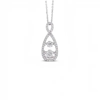 10 Karat White Gold Dancing Diamond Necklace