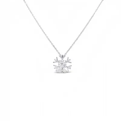 18 Karat White Gold Diamond Snowflake Necklace