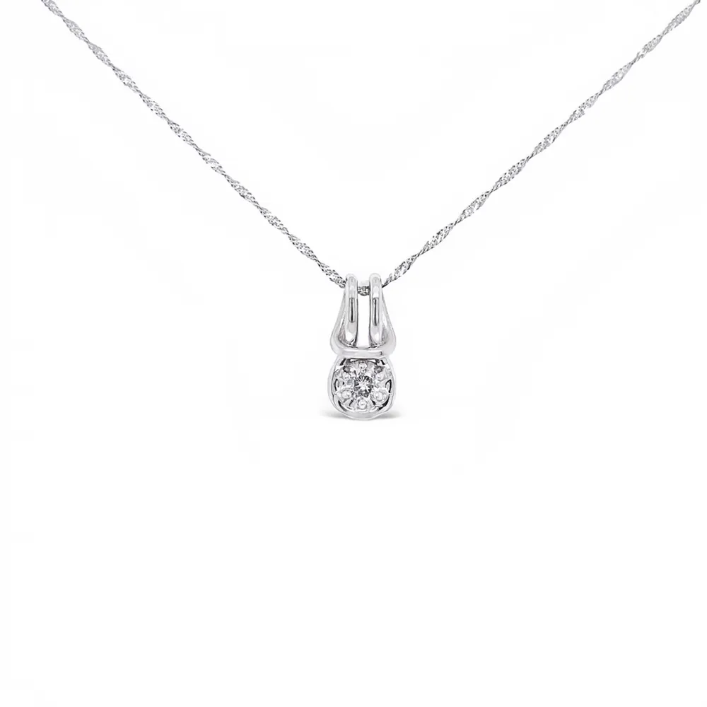 14 Karat White Gold Love Knot Diamond Necklace