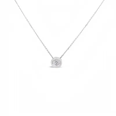 14 Karat White Gold Bezel Set Diamond Necklace