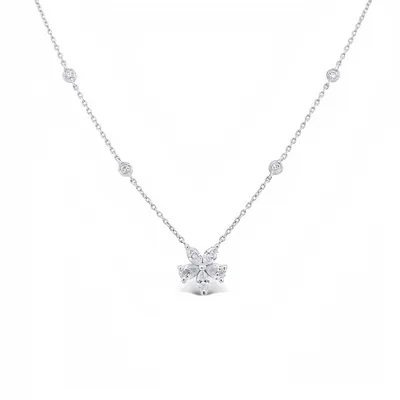 18 Karat White Gold Diamond Marquise Necklace
