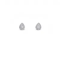 14 Karat White Gold Diamond Cluster Pear Earrings