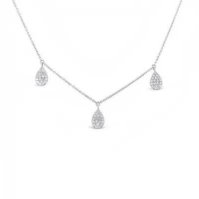 14 Karat Gold Diamond Pear Triple Drop Necklace