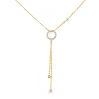 18 Karat Yellow Gold Diamond Drop Necklace