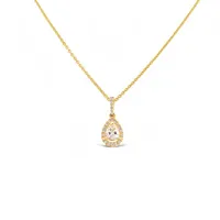 14 Karat Yellow Gold Pear Shaped Diamond Necklace