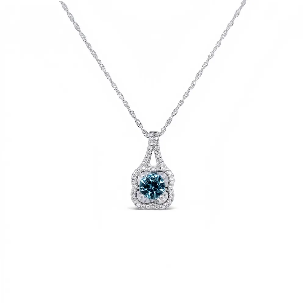 18 Karat White Gold Blue Diamond Necklace