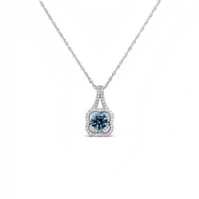 18 Karat White Gold Blue Diamond Necklace