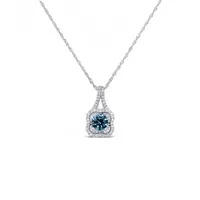 18 Karat White Gold Blue Diamond Necklace