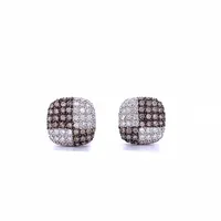 18 Karat White Gold Chocolate Diamond Square Earrings