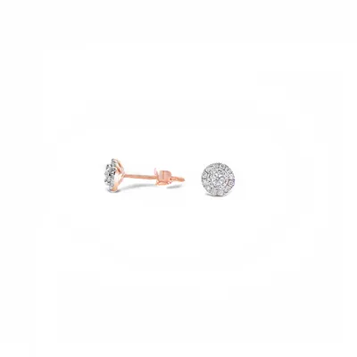 14 Karat White and Rose Gold Halo Diamond Earrings