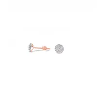 14 Karat White and Rose Gold Halo Diamond Earrings