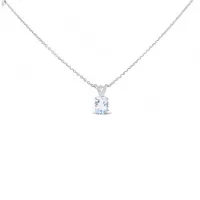 10 Karat White Gold Oval Aquamarine Necklace