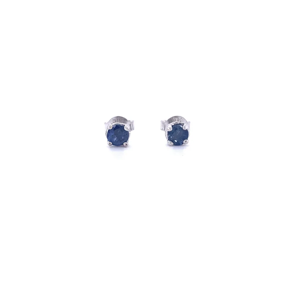 14 Karat White Gold Sapphire Stud Earrings