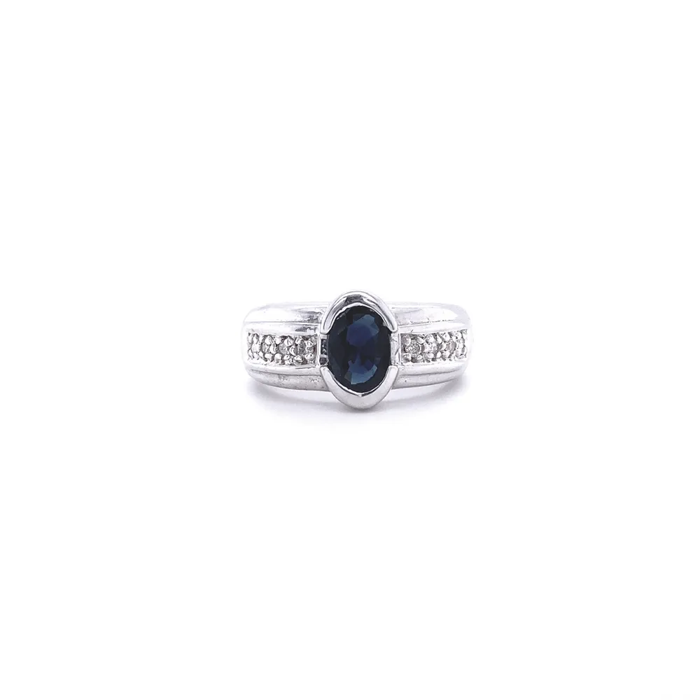 14 Karat White Gold Sapphire and Diamond Ring